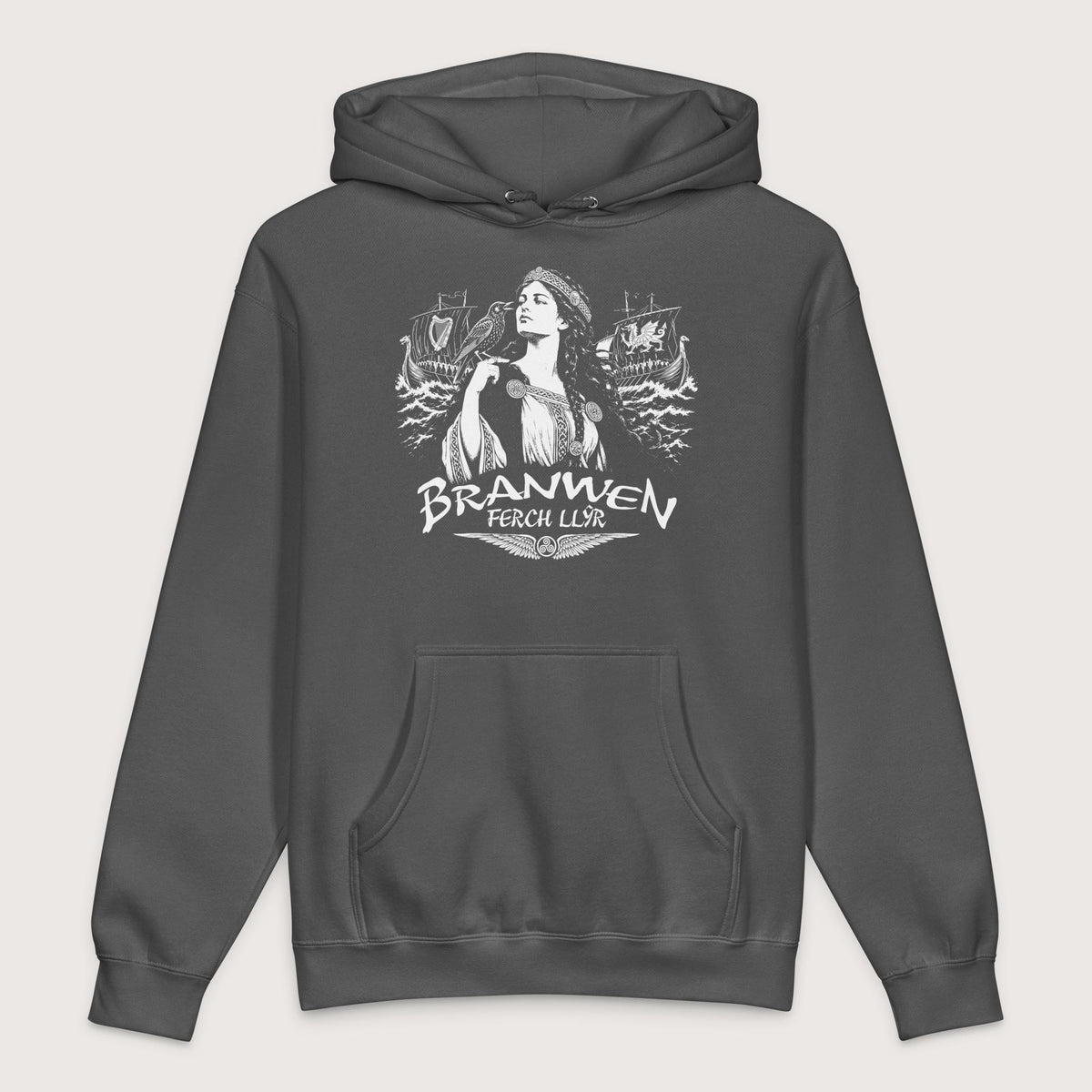 Charcoal Solid Branwen ferch Llŷr - Premium Hoodie - history buff gift by HistoHead
