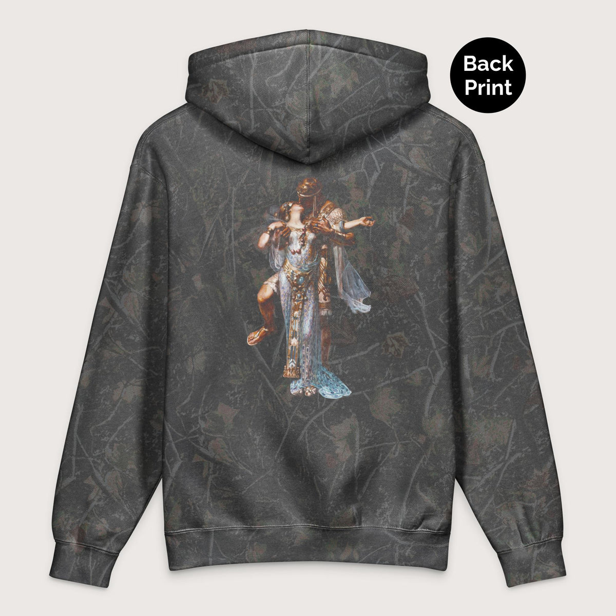 Darkwood Tree Camo Cleopatra and Antony - Premium Hoodie - Back Print - history buff gift by HistoHead