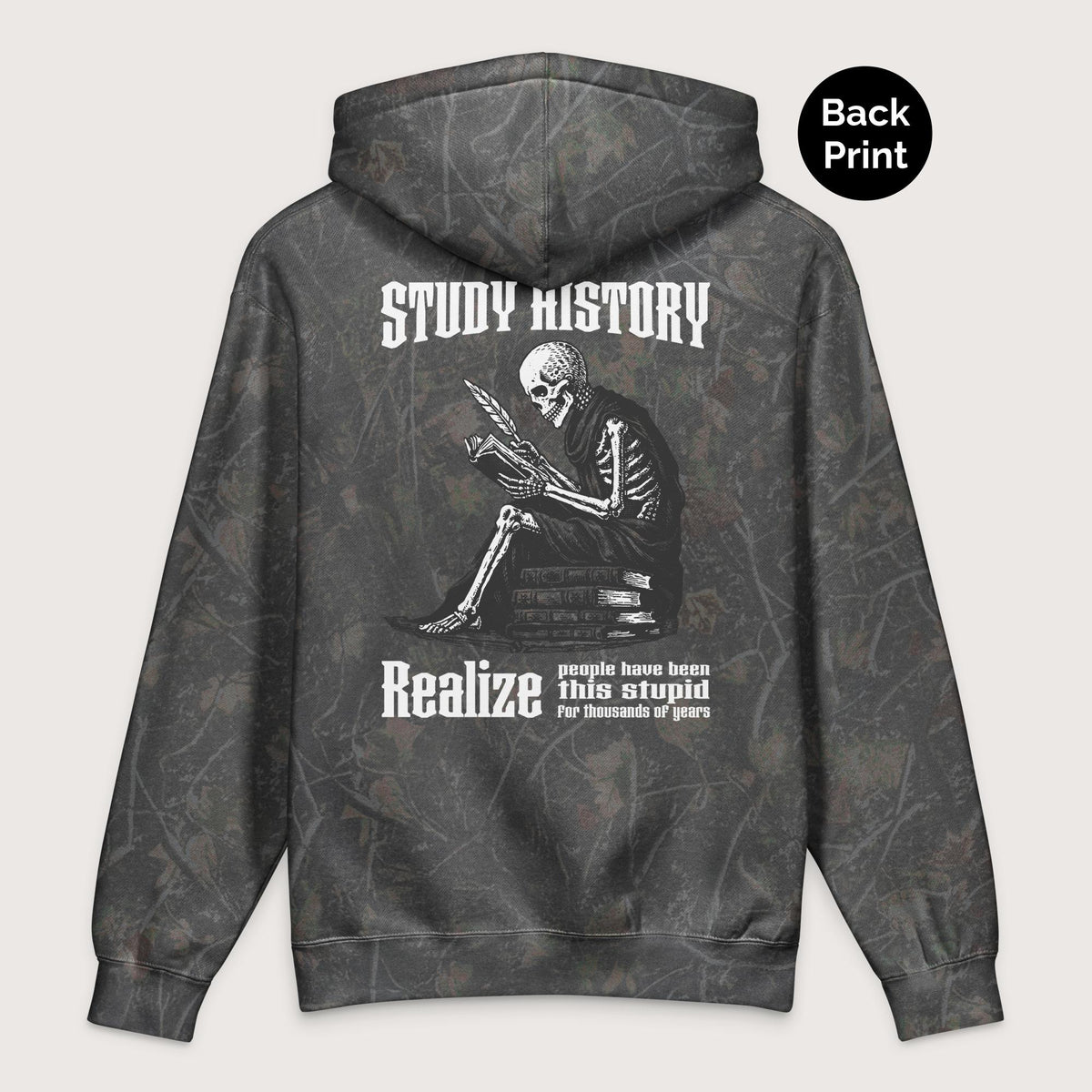 Darkwood Tree Camo Study History - Premium Hoodie - Back Print - history buff gift by HistoHead