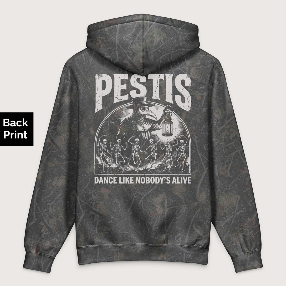 Darkwood Tree Camo Pestis Dance - Premium Hoodie - Back Print - history buff gift by HistoHead