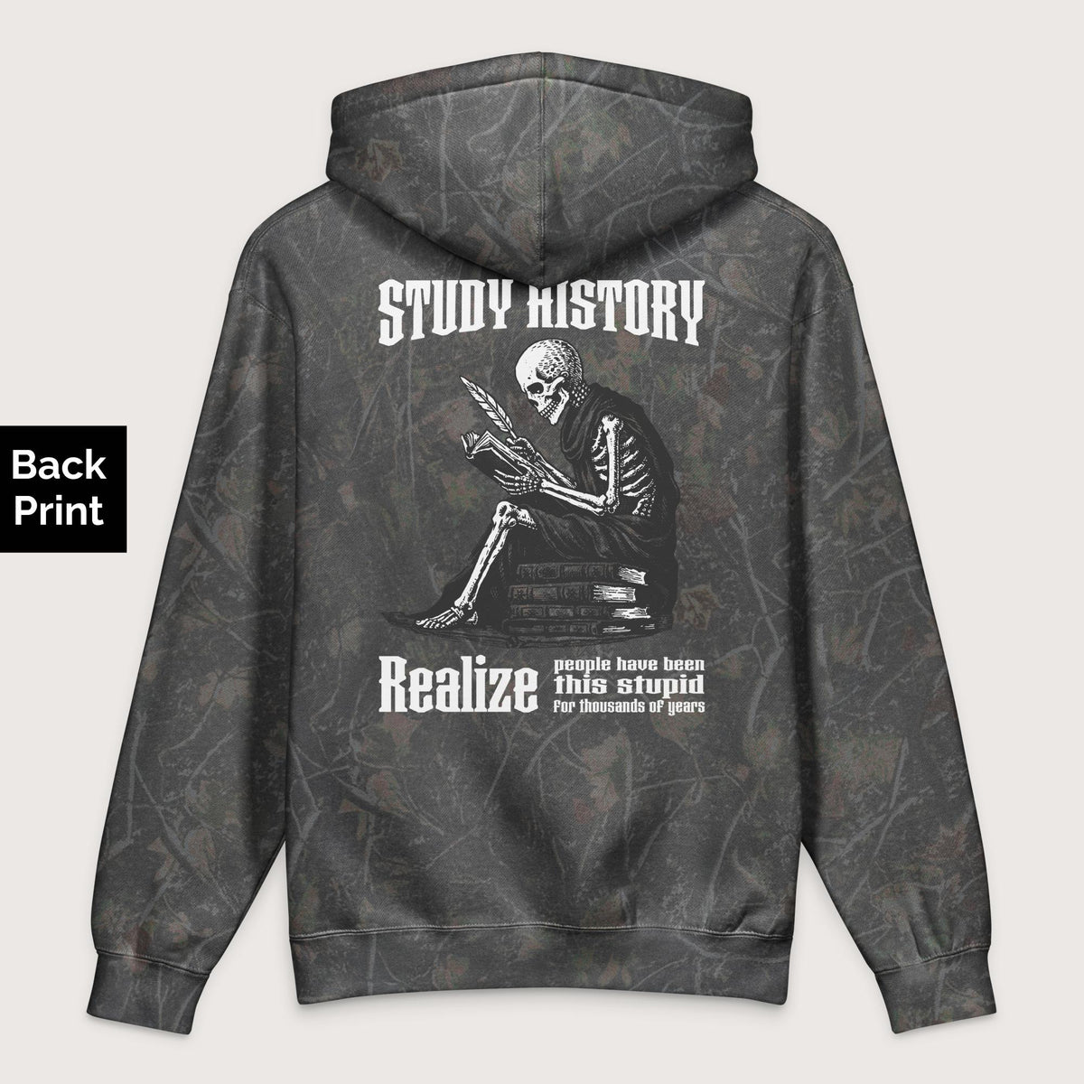 Darkwood Tree Camo Study History - Premium Hoodie - Back Print - history buff gift by HistoHead