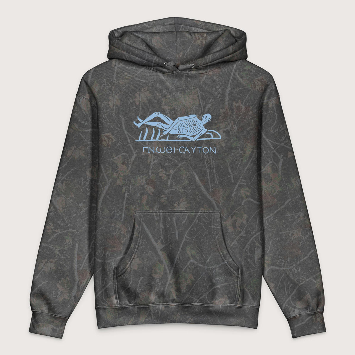 Darkwood Tree Camo Know Thyself Skeleton - Premium Hoodie - history buff gift by HistoHead