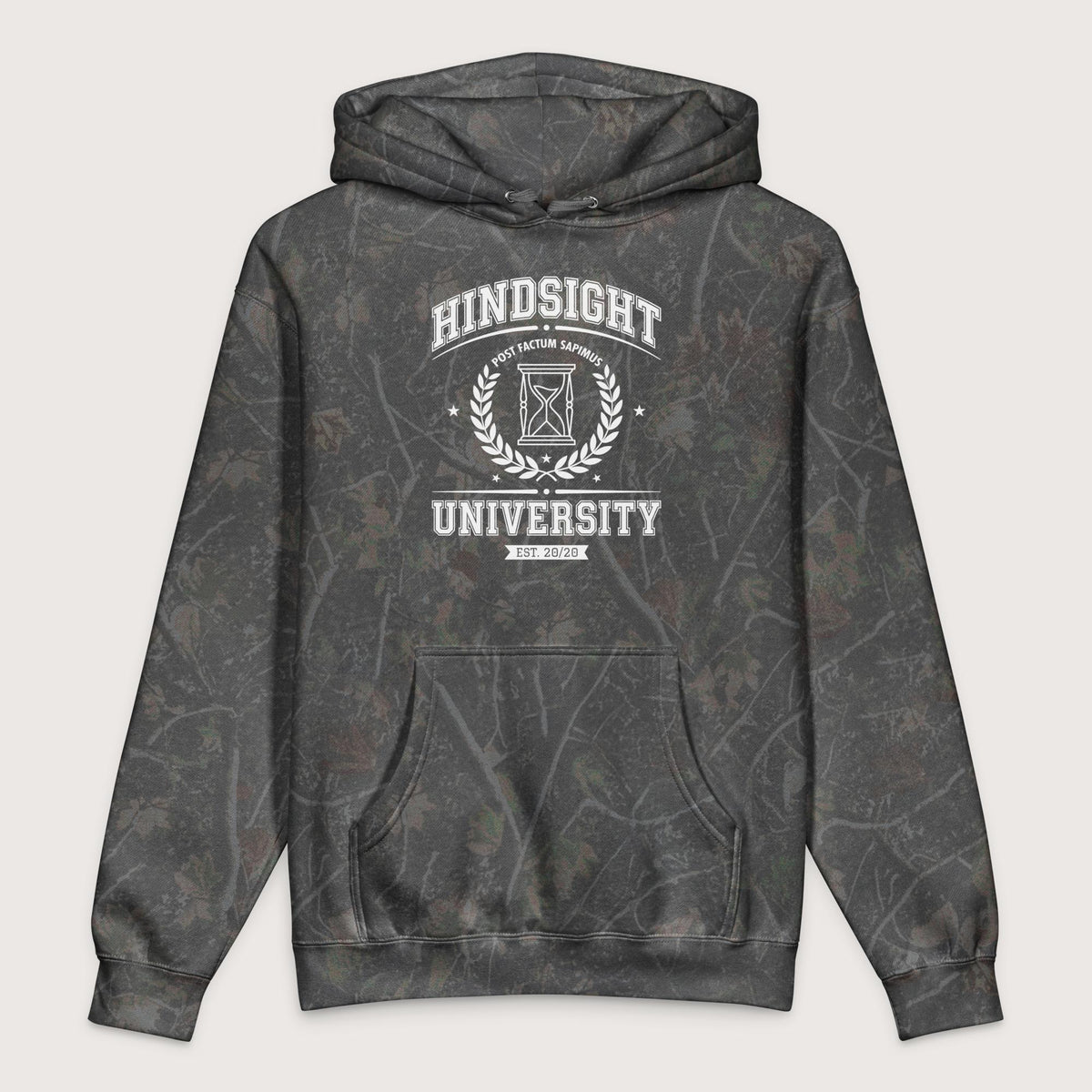 Darkwood Tree Camo Hindsight University - Premium Hoodie - history buff gift by HistoHead