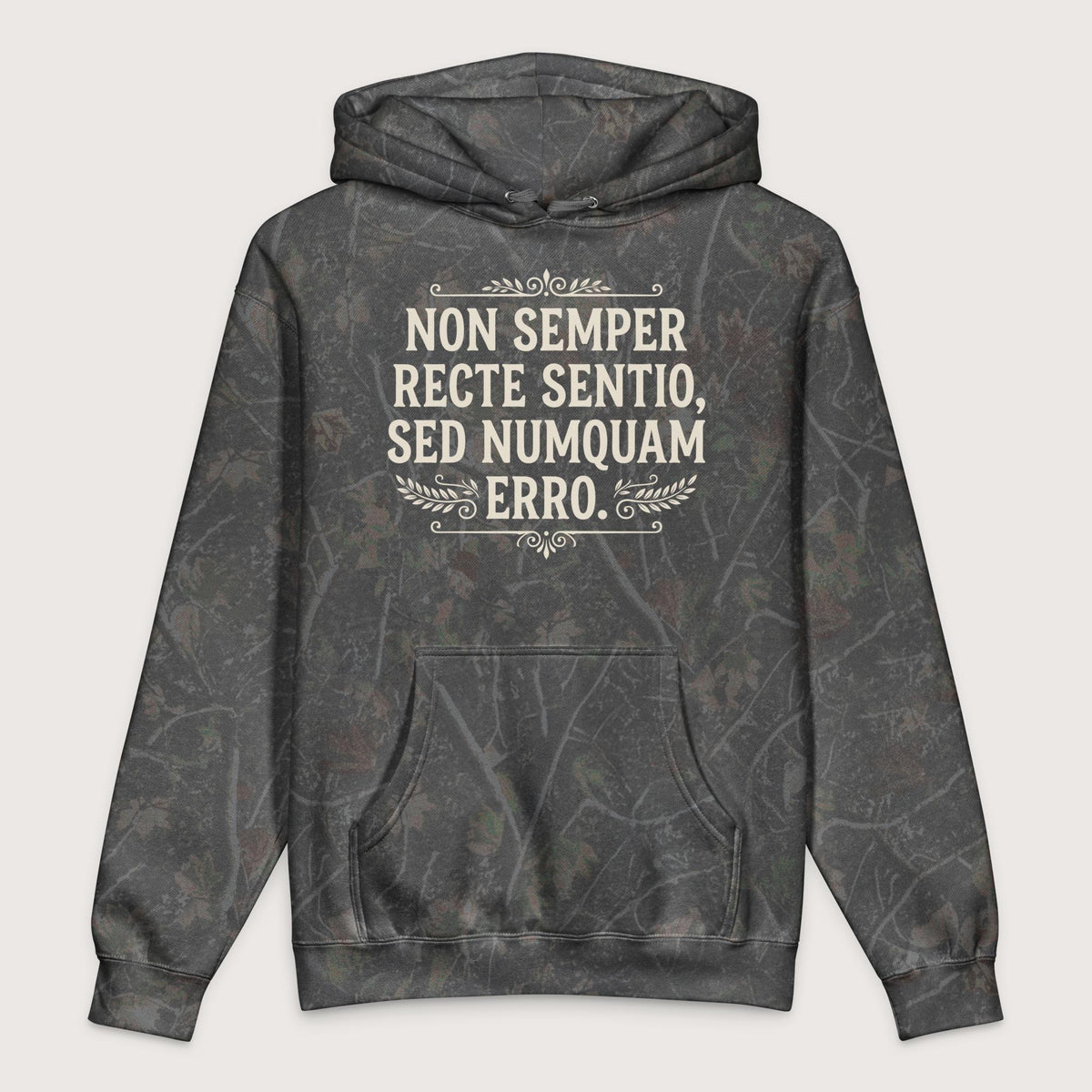 Darkwood Tree Camo I'm Not Always Right But Never Wrong Latin - Premium Hoodie - history buff gift by HistoHead