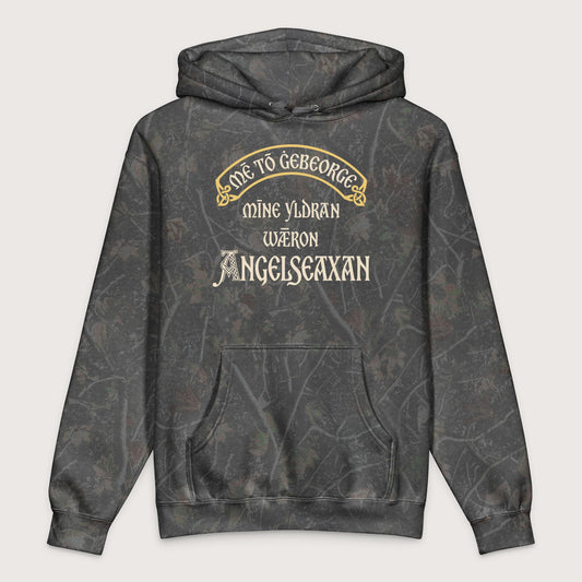 Darkwood Tree Camo In My Defense My Ancestors Were Anglo-Saxons in Old English - Premium Hoodie - history buff gift by HistoHead