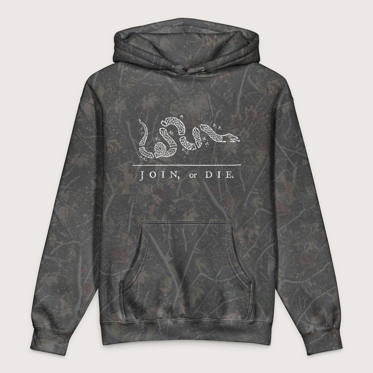 Darkwood Tree Camo Join Or Die - Premium Hoodie - history buff gift by HistoHead