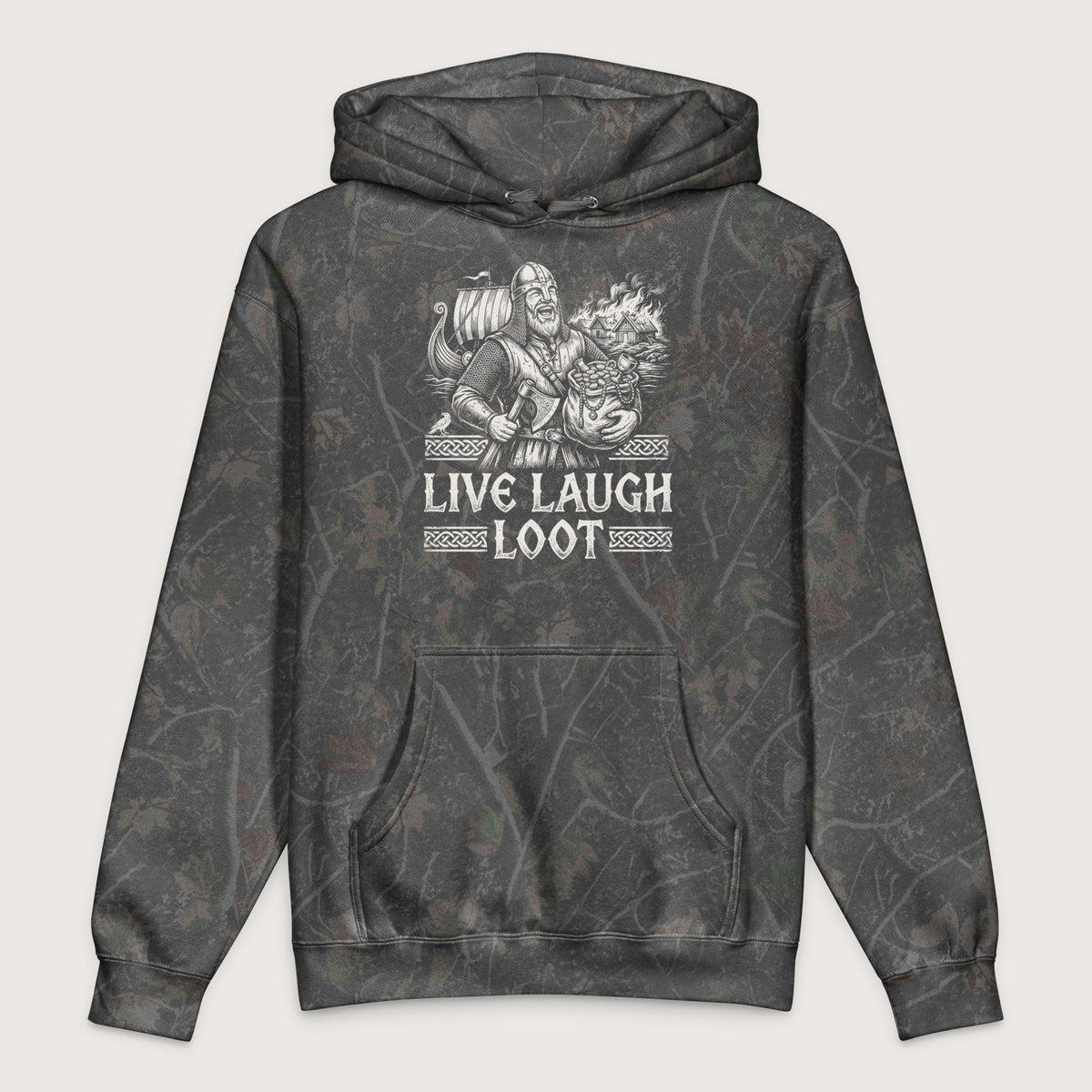 Darkwood Tree Camo Live Laugh Loot - Premium Hoodie - history buff gift by HistoHead