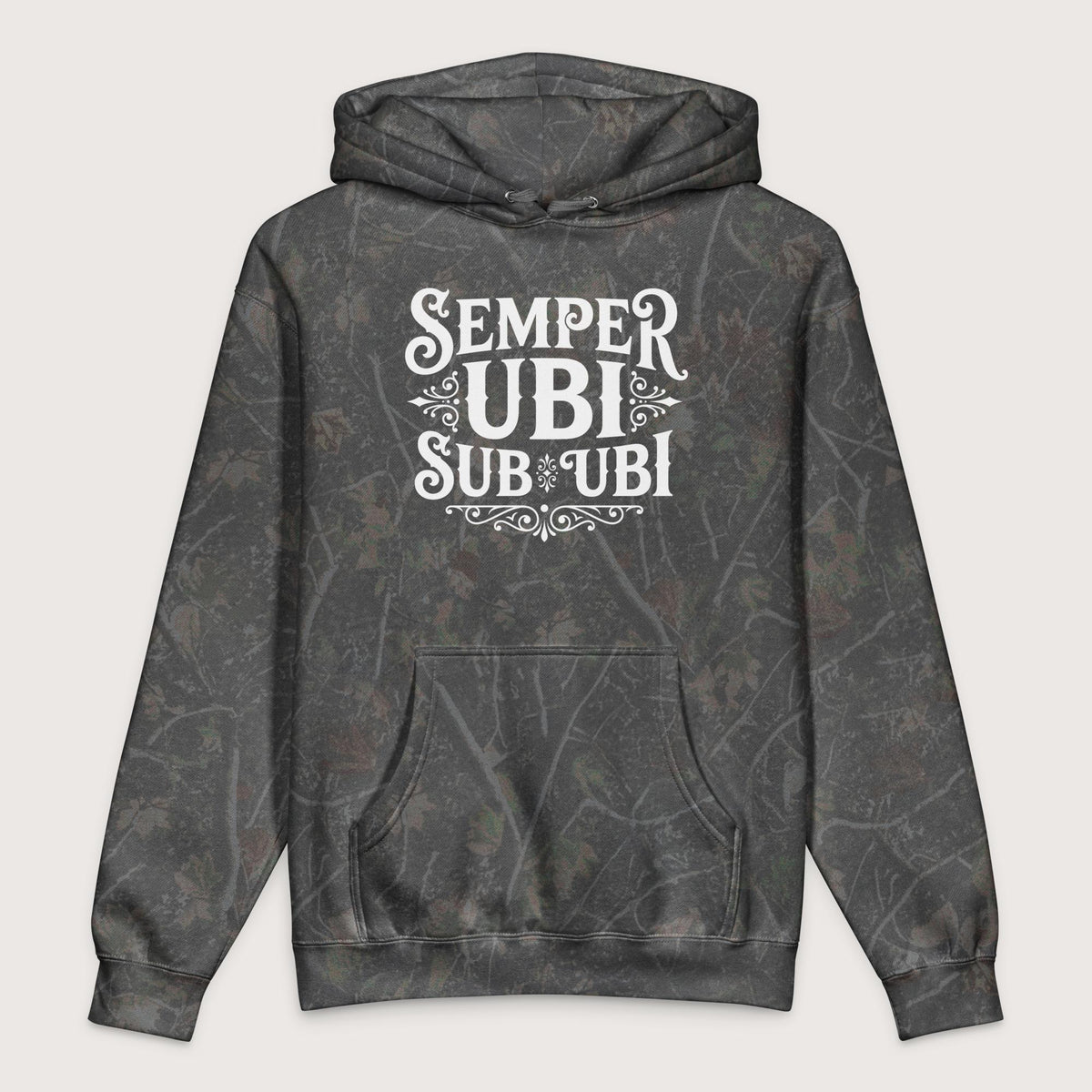 Darkwood Tree Camo Latin Pun Semper Ubi Sub Ubi - Premium Hoodie - history buff gift by HistoHead