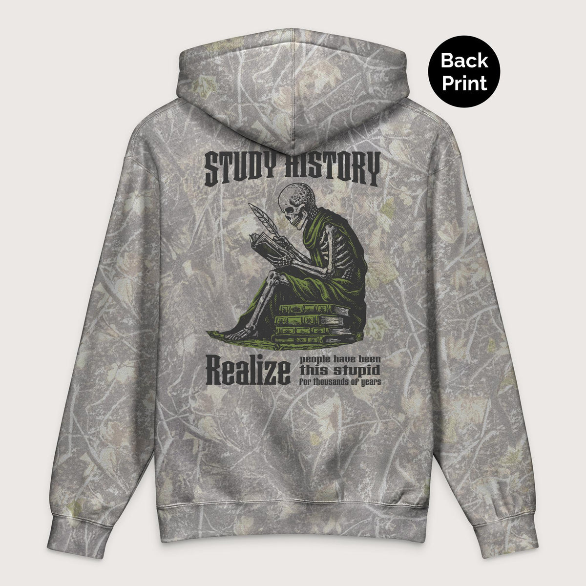 Deadwood Tree Camo Study History - Premium Hoodie - Back Print - history buff gift by HistoHead