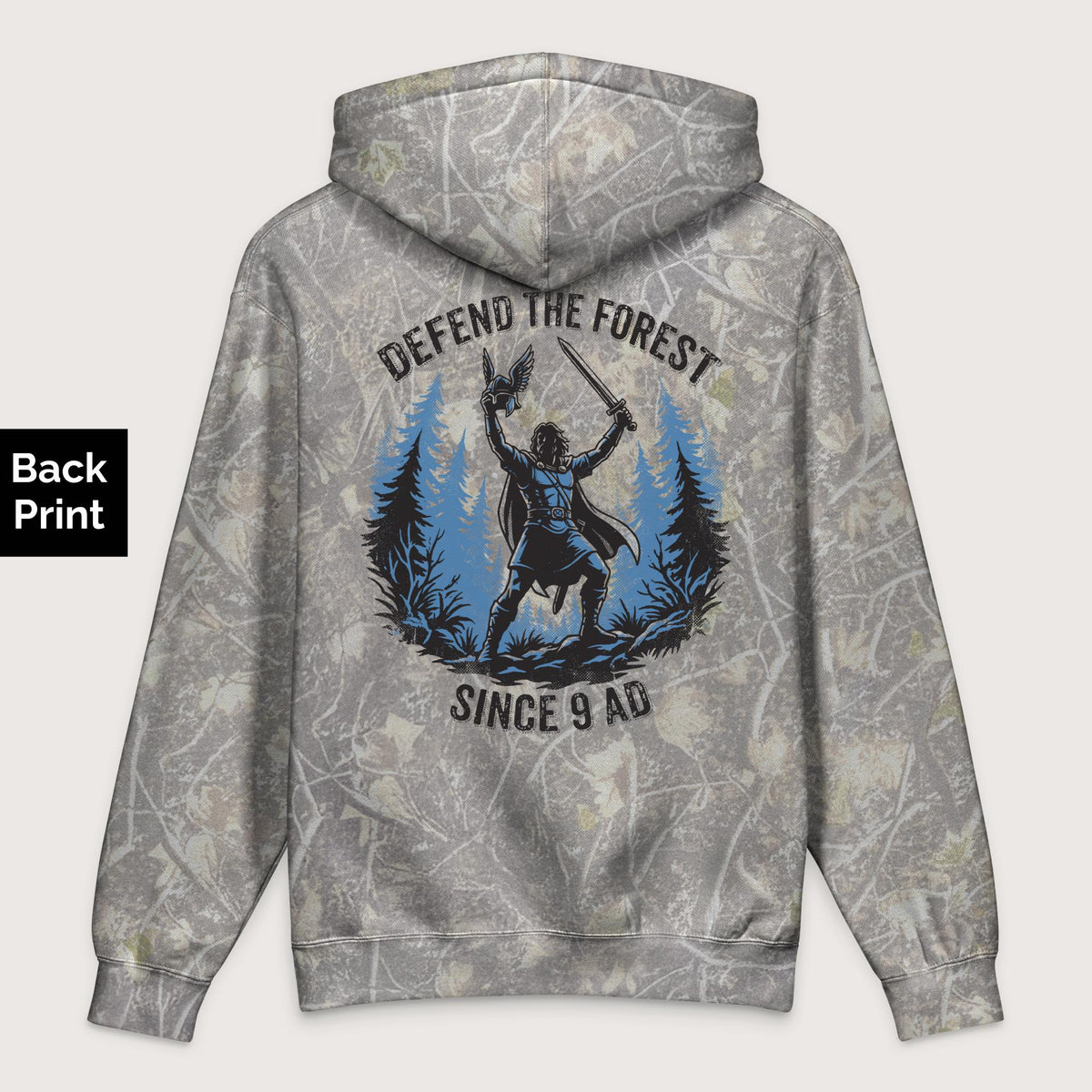Deadwood Tree Camo Defend the Forest - Premium Hoodie - Back Print - history buff gift by HistoHead