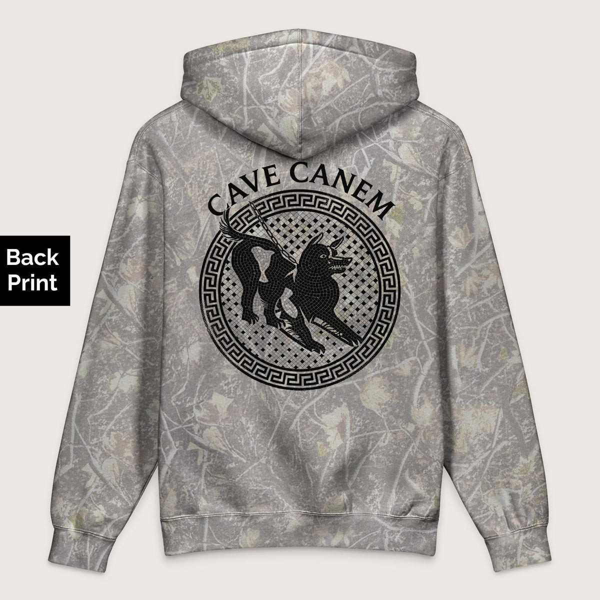 Deadwood Tree Camo Cave Canem - Premium Hoodie - Back Print - history buff gift by HistoHead