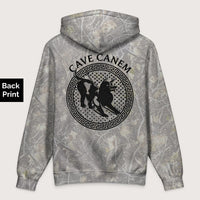 Deadwood Tree Camo Cave Canem - Premium Hoodie - Back Print - history buff gift by HistoHead