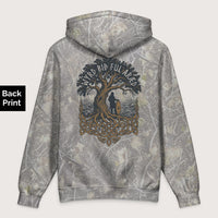 Deadwood Tree Camo Old English Fate Is Inexorable - Premium Hoodie - Back Print - history buff gift by HistoHead