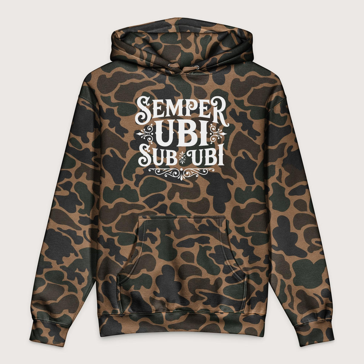 Duck Camo Latin Pun Semper Ubi Sub Ubi - Premium Hoodie - history buff gift by HistoHead