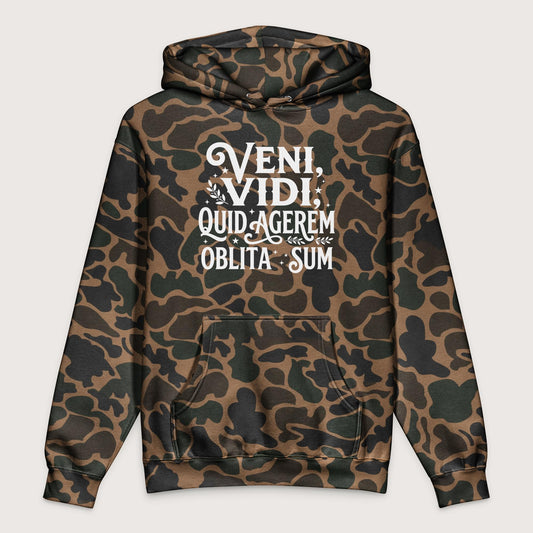 Duck Camo Latin I Came I Saw I Forgot I Was Doing (Feminine Version) - Premium Hoodie - history buff gift by HistoHead