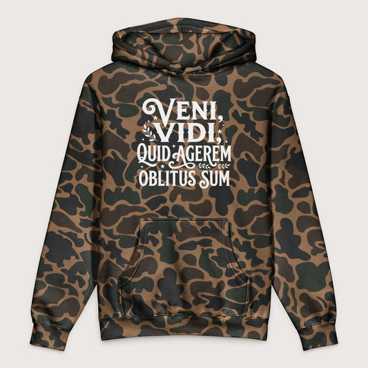 Duck Camo Latin I Came I Saw I Forgot I Was Doing - Premium Hoodie - history buff gift by HistoHead