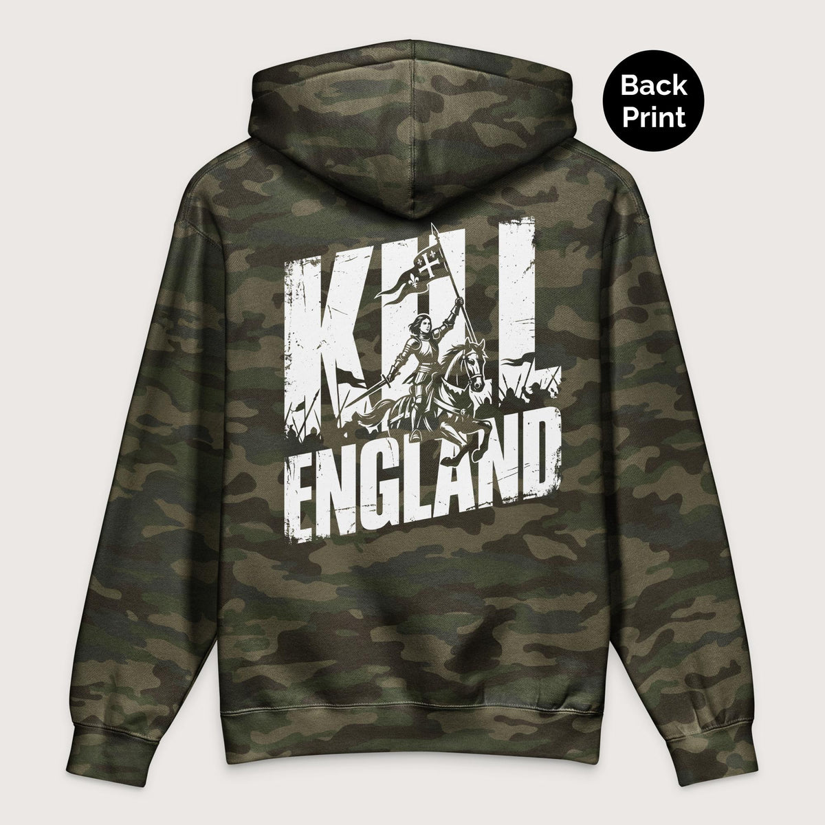 Forest Camo Joan of Arc Kill England - Premium Hoodie - Back Print - history buff gift by HistoHead