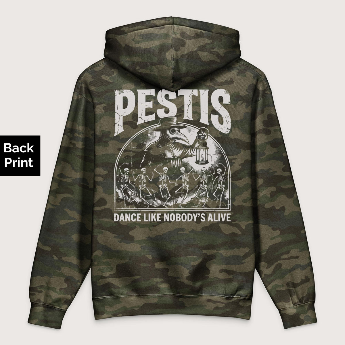 Forest Camo Pestis Dance - Premium Hoodie - Back Print - history buff gift by HistoHead
