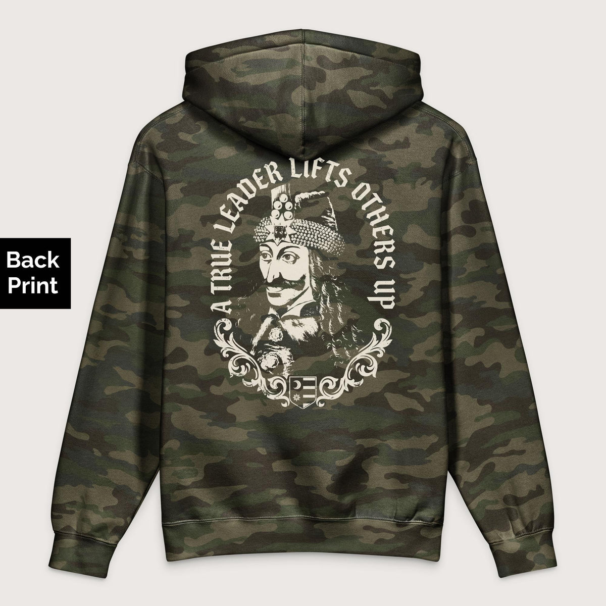 Forest Camo Vlad the Impaler True Leader - Premium Hoodie - Back Print - history buff gift by HistoHead