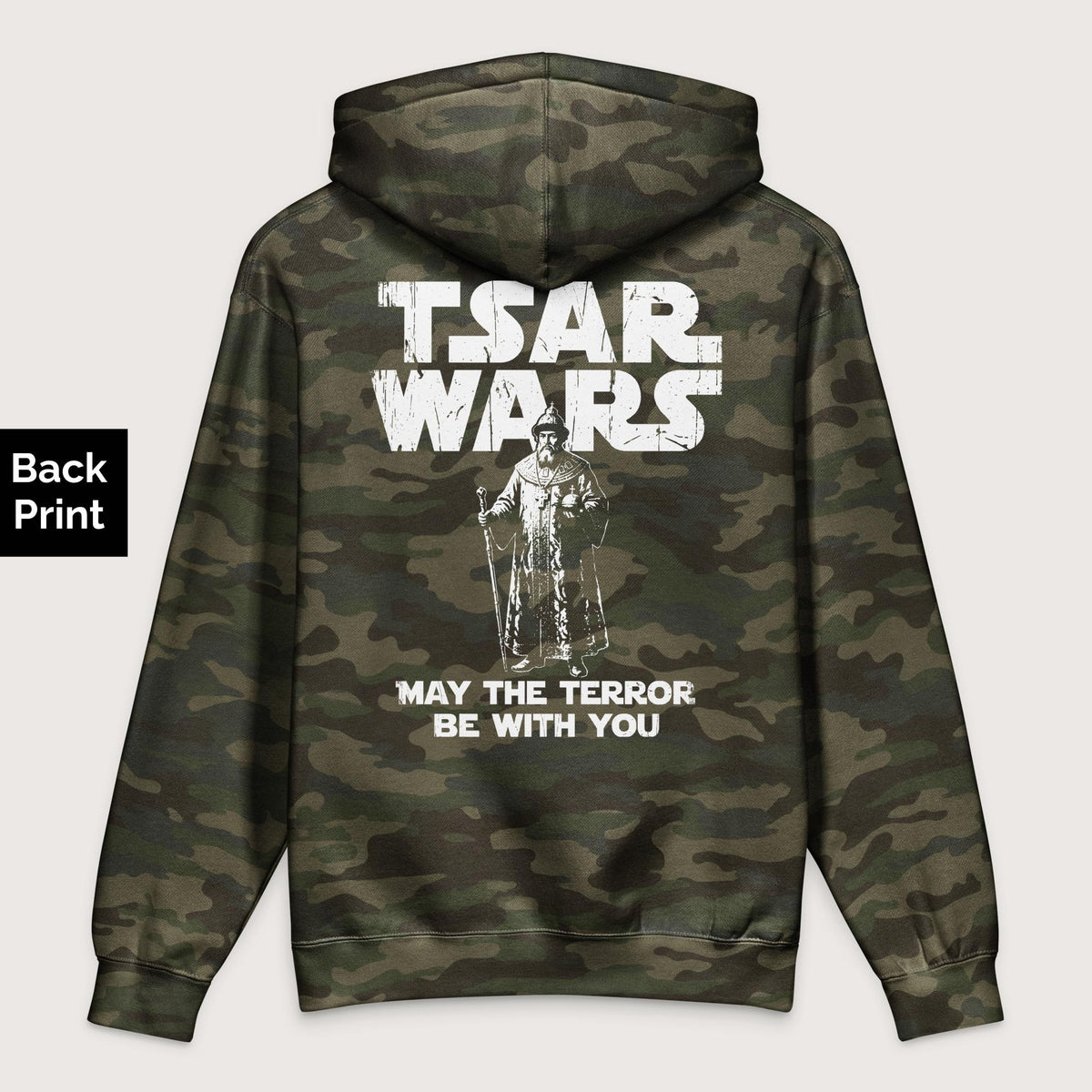 Forest Camo Ivan the Terrible Tsar Wars - Premium Hoodie - Back Print - history buff gift by HistoHead