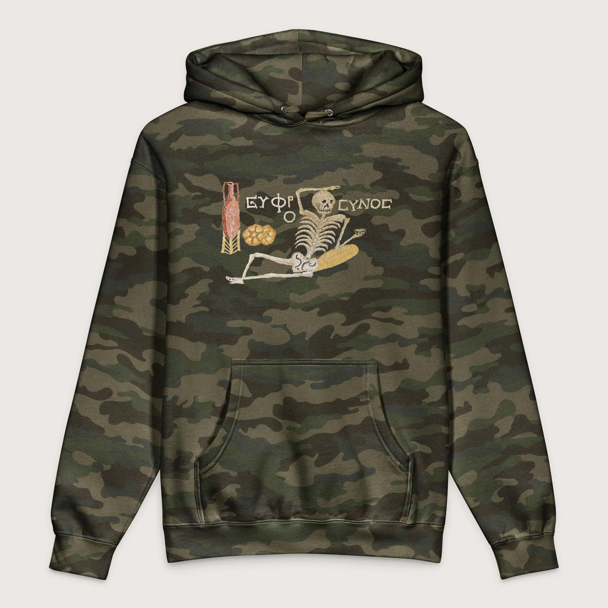 Forest Camo Skeleton Mosaic - Premium Hoodie - history buff gift by HistoHead
