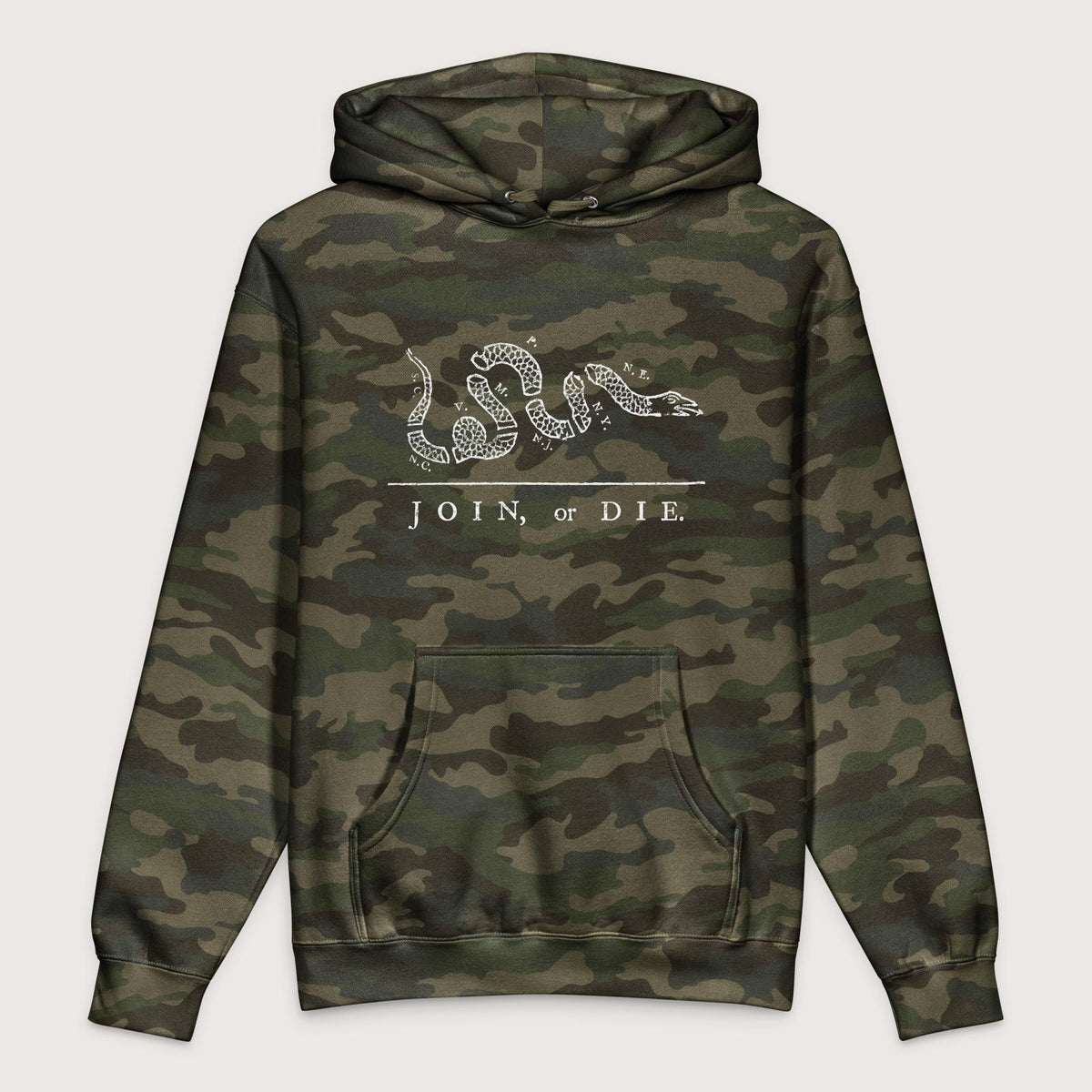 Forest Camo Join Or Die - Premium Hoodie - history buff gift by HistoHead