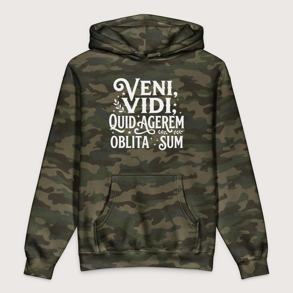 Forest Camo Latin I Came I Saw I Forgot I Was Doing (Feminine Version) - Premium Hoodie - history buff gift by HistoHead