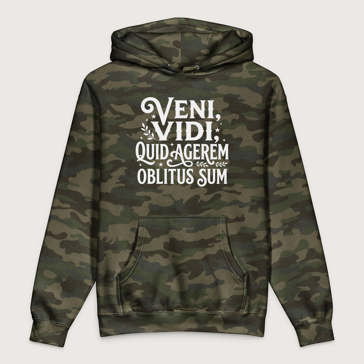 Forest Camo Latin I Came I Saw I Forgot I Was Doing - Premium Hoodie - history buff gift by HistoHead