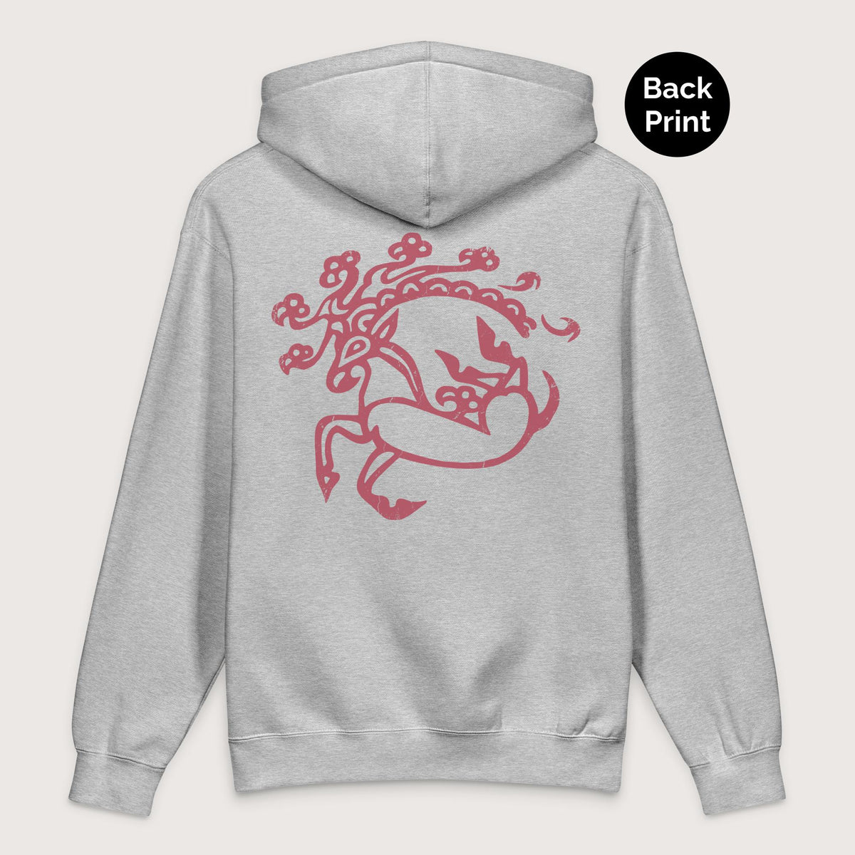 Grey Heather Siberian Ice Maiden Tattoo - Premium Hoodie - Back Print - history buff gift by HistoHead