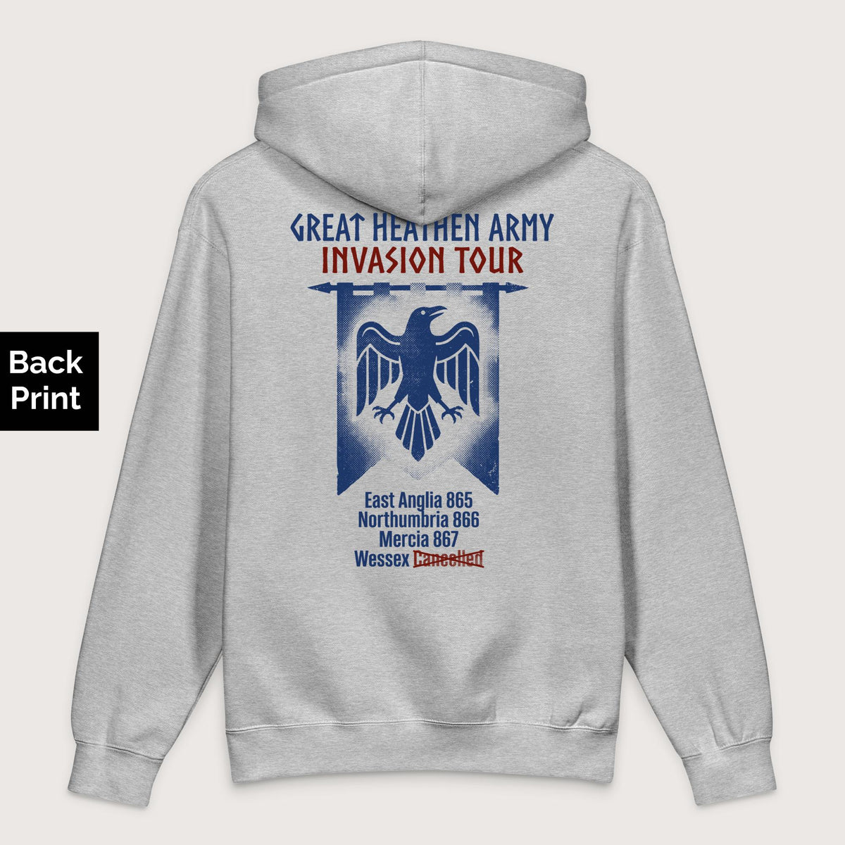 Grey Heather Great Heathen Army Invasion Tour - Premium Hoodie - Back Print - history buff gift by HistoHead