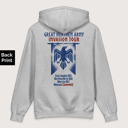 Grey Heather Great Heathen Army Invasion Tour - Premium Hoodie - Back Print - history buff gift by HistoHead
