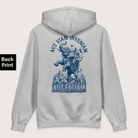 Grey Heather Aut Viam Inveniam Hannibal Quote - Premium Hoodie - Back Print - history buff gift by HistoHead