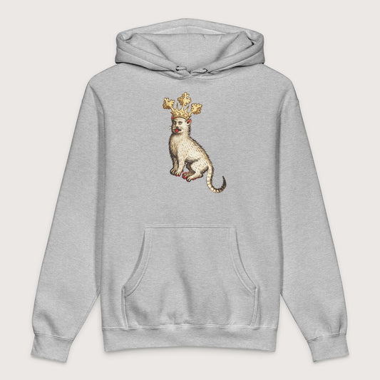 Grey Heather Medieval Cat King - Premium Hoodie - history buff gift by HistoHead