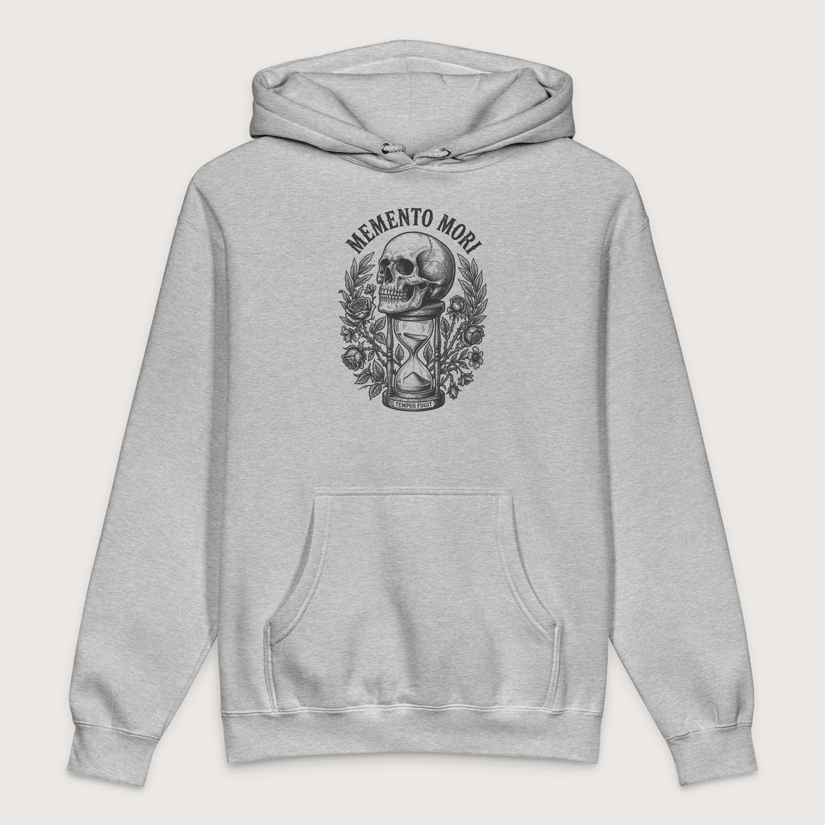 Grey Heather Memento Mori Tempus Fugit - Premium Hoodie - history buff gift by HistoHead