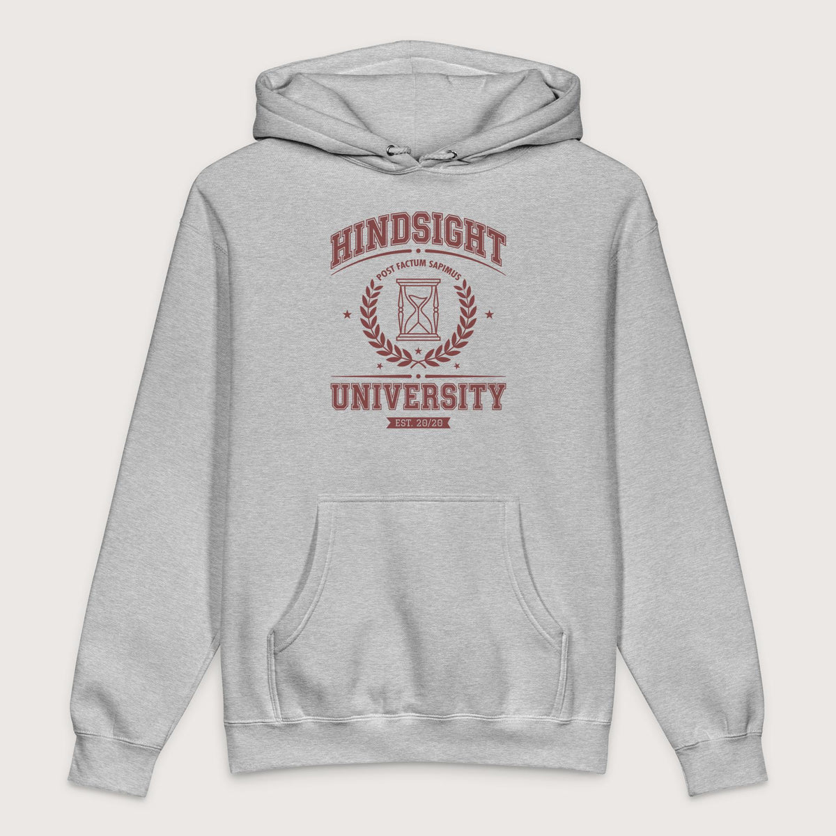 Grey Heather Hindsight University - Premium Hoodie - history buff gift by HistoHead