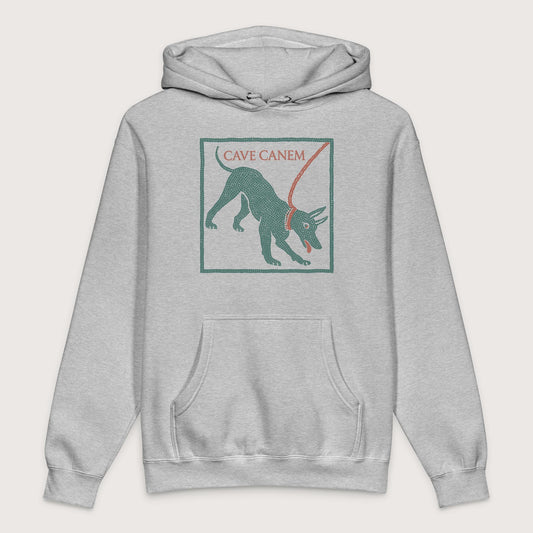 Grey Heather Cave Canem Pompeii Mosaic - Premium Hoodie - history buff gift by HistoHead