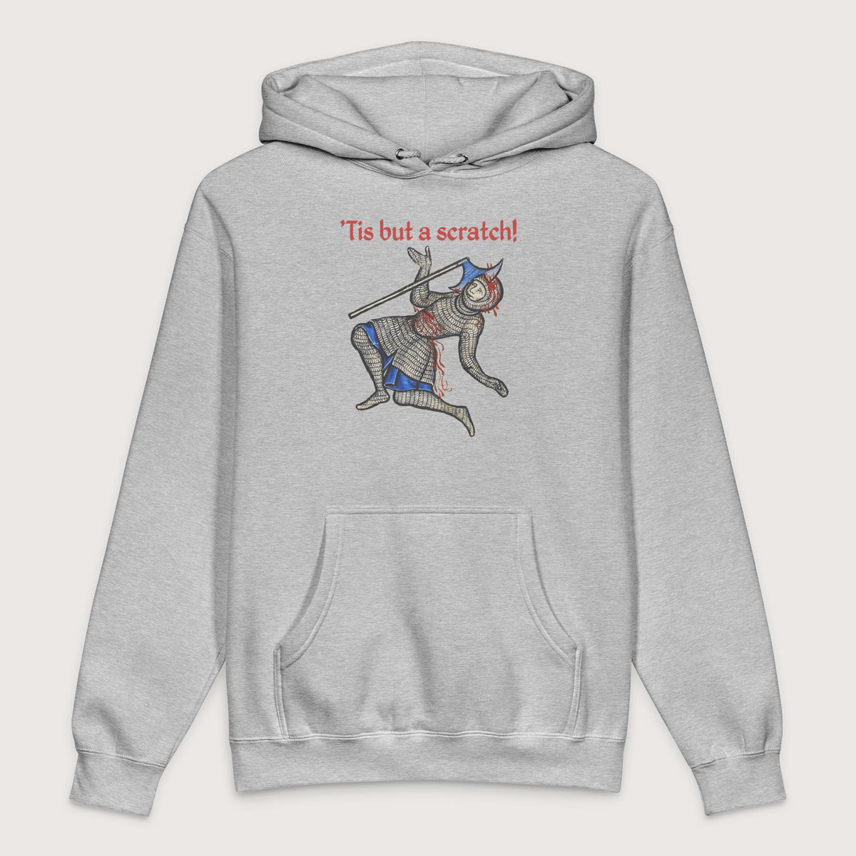 Grey Heather Tis But A Scratch - Premium Hoodie - history buff gift by HistoHead