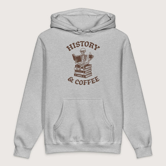 Grey Heather History & Coffee - Premium Hoodie - history buff gift by HistoHead