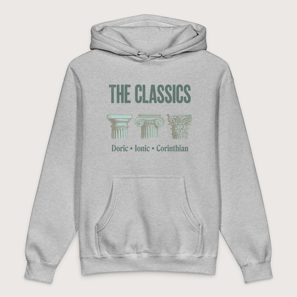 Grey Heather The Classics Doric Ionic Corinthian - Premium Hoodie - history buff gift by HistoHead