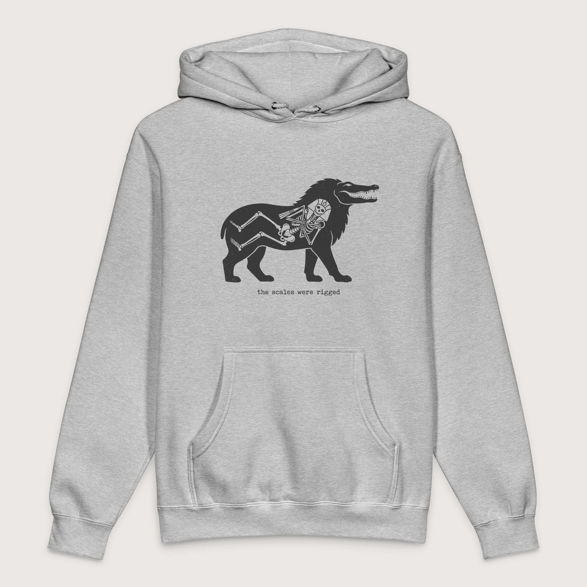 Grey Heather The Scales Were Rigged - Premium Hoodie - history buff gift by HistoHead