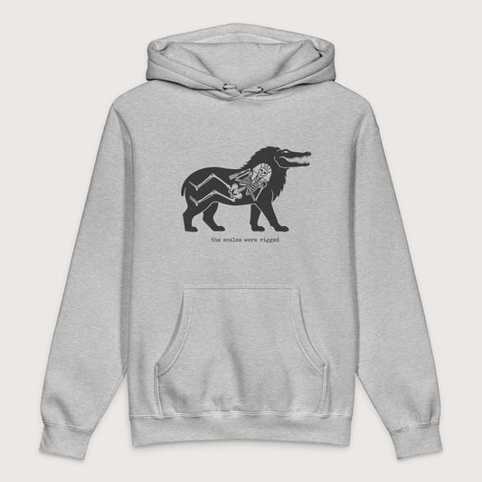 Grey Heather The Scales Were Rigged - Premium Hoodie - history buff gift by HistoHead