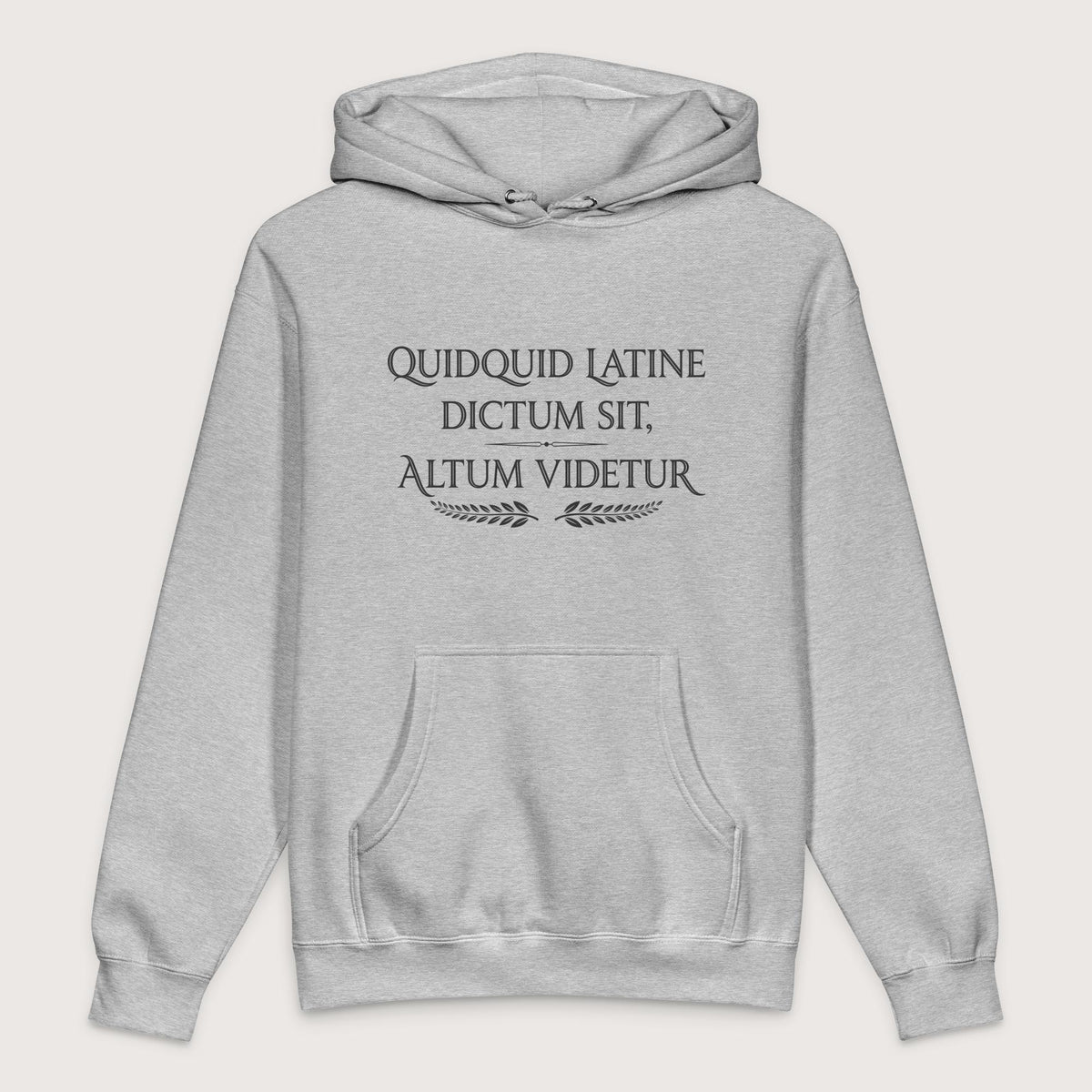 Grey Heather Whatever Is Said in Latin Seems Deep - Premium Hoodie - history buff gift by HistoHead