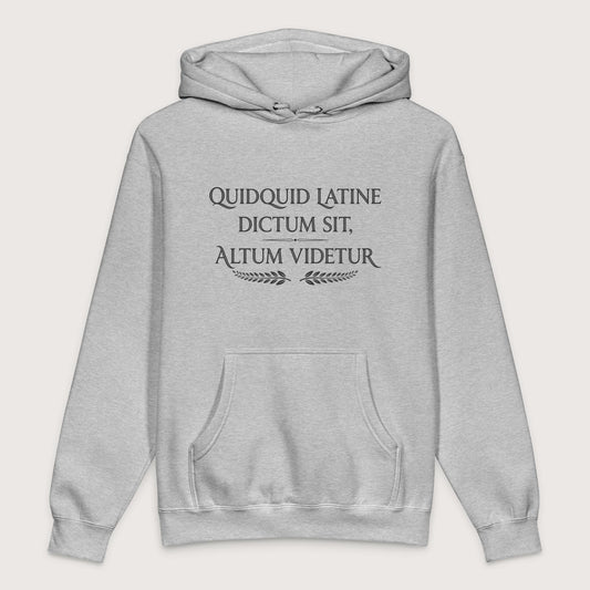 Grey Heather Whatever Is Said in Latin Seems Deep - Premium Hoodie - history buff gift by HistoHead