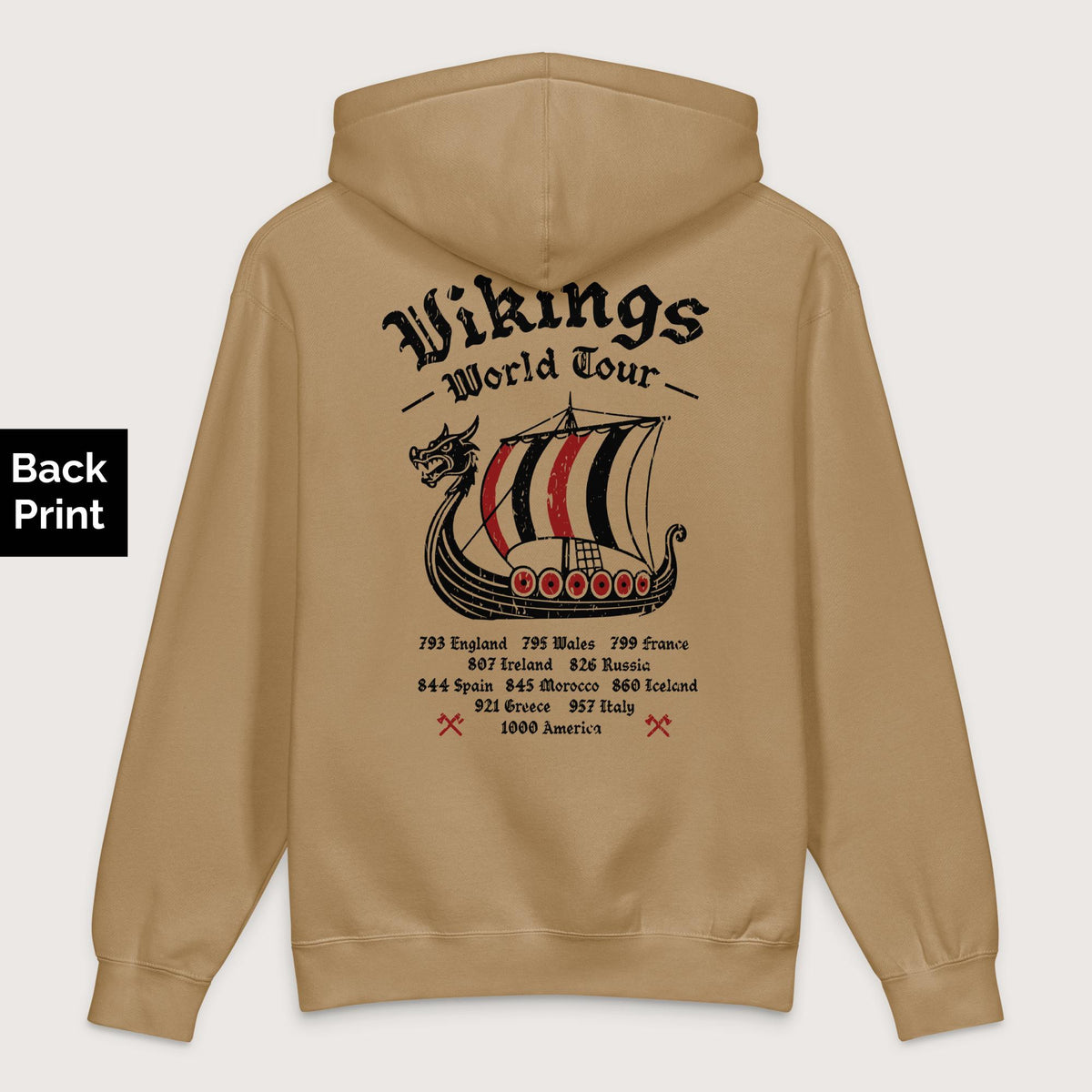 Sandstone Vikings World Tour - Premium Hoodie - Back Print - history buff gift by HistoHead