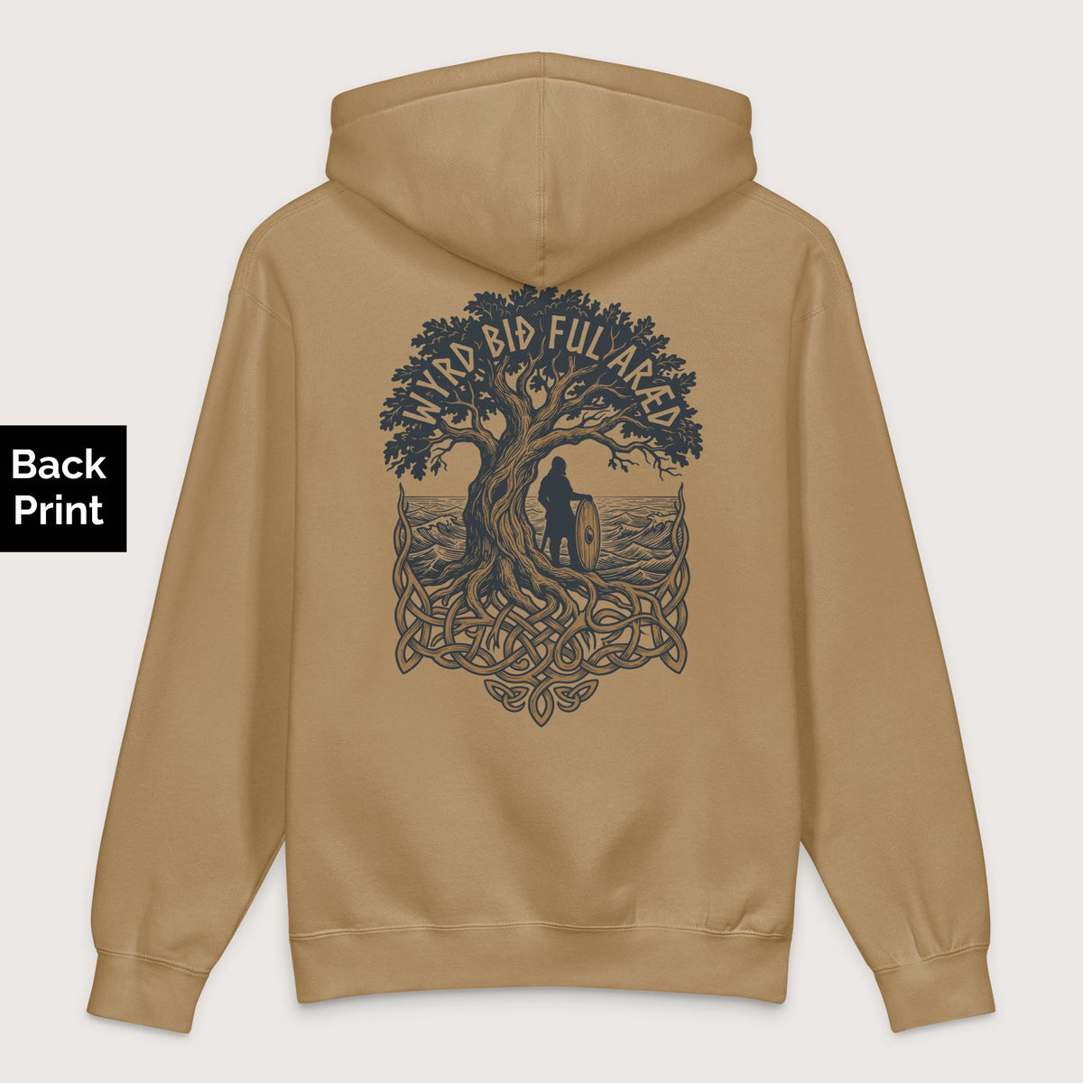 Sandstone Old English Fate Is Inexorable - Premium Hoodie - Back Print - history buff gift by HistoHead