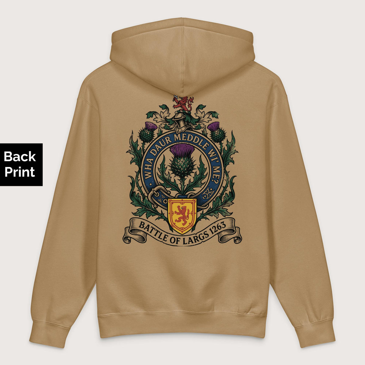 Sandstone Scotland Battle of Largs 1263 - Premium Hoodie - Back Print - history buff gift by HistoHead