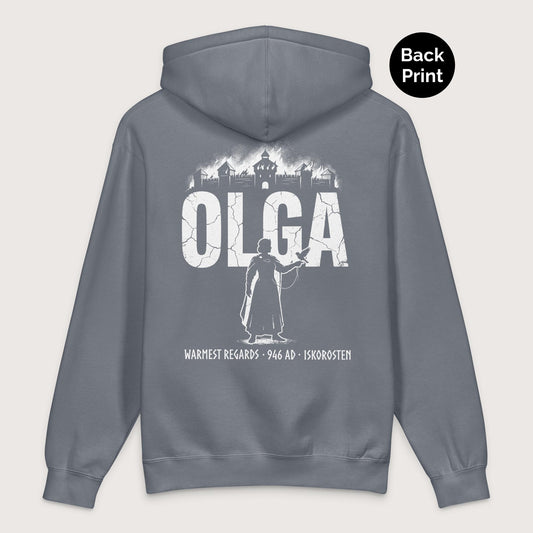 Storm Blue Olga of Kiev Warmest Regards - Premium Hoodie - Back Print - history buff gift by HistoHead