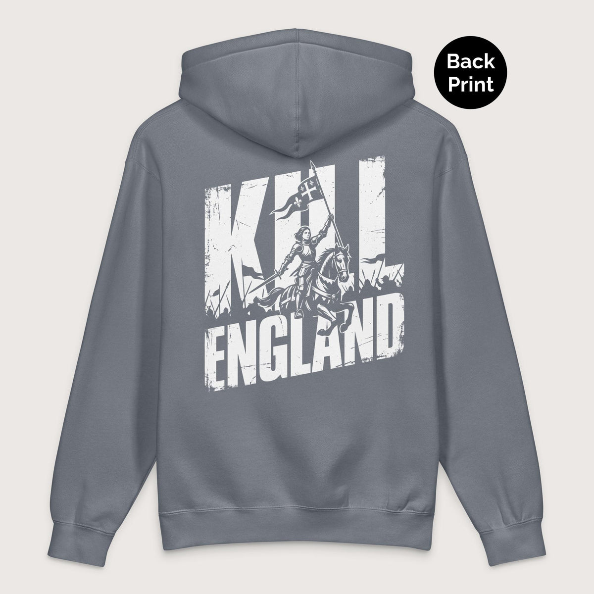 Storm Blue Joan of Arc Kill England - Premium Hoodie - Back Print - history buff gift by HistoHead