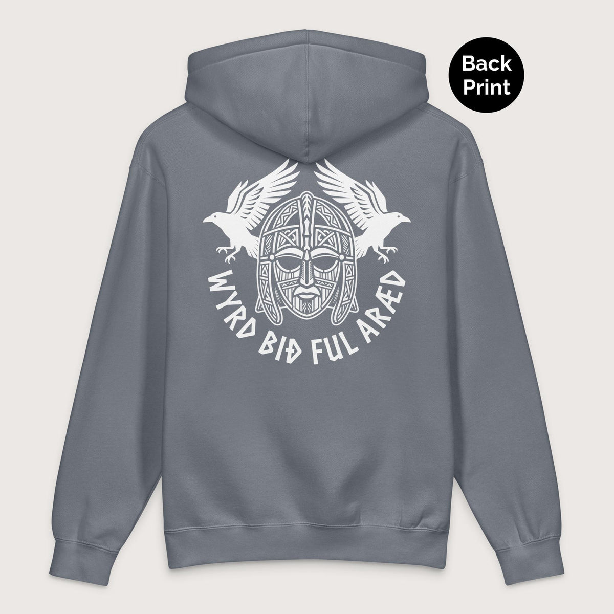 Storm Blue Wyrd Bið Ful Aræd Sutton Hoo Helmet Edition - Premium Hoodie - Back Print - history buff gift by HistoHead