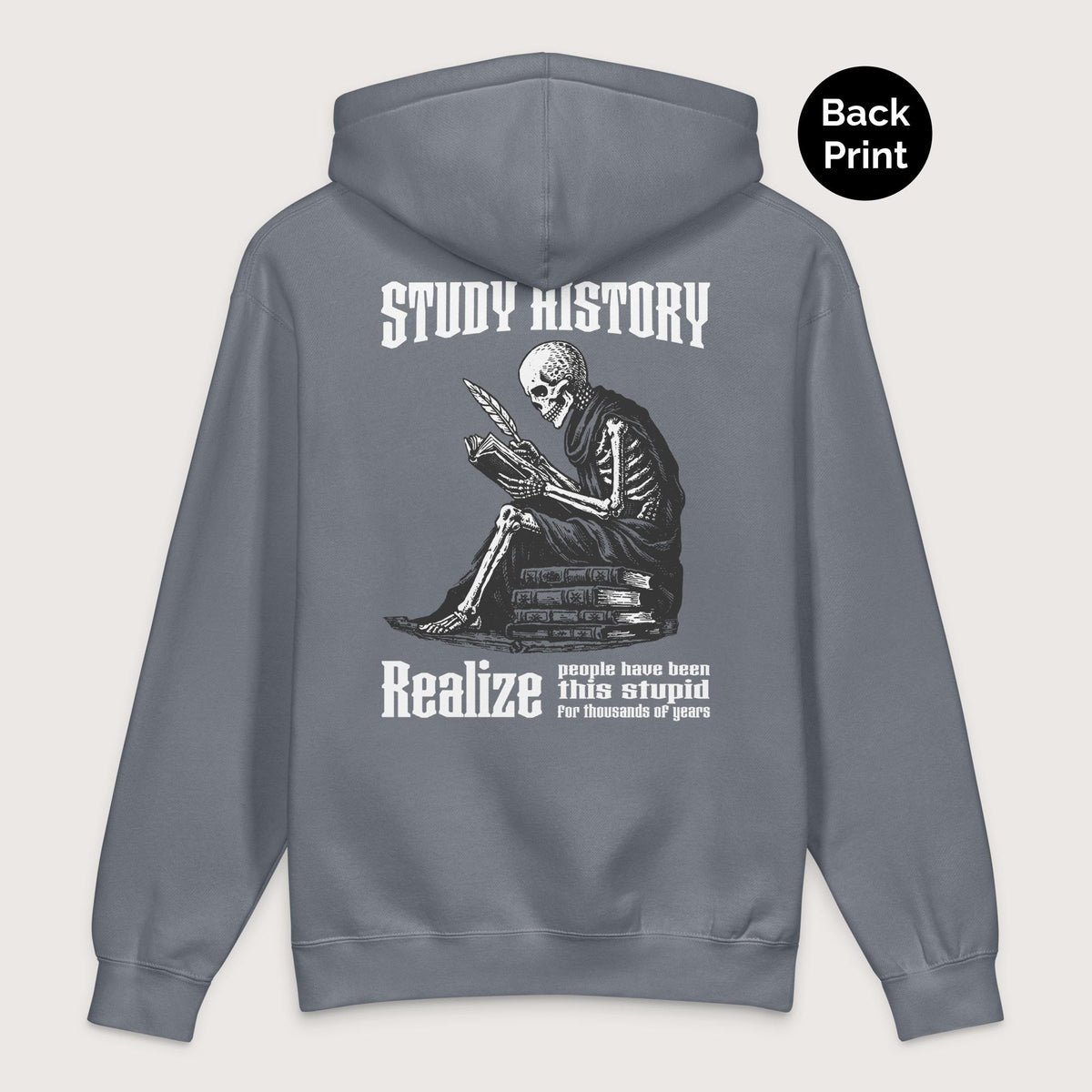 Storm Blue Study History - Premium Hoodie - Back Print - history buff gift by HistoHead